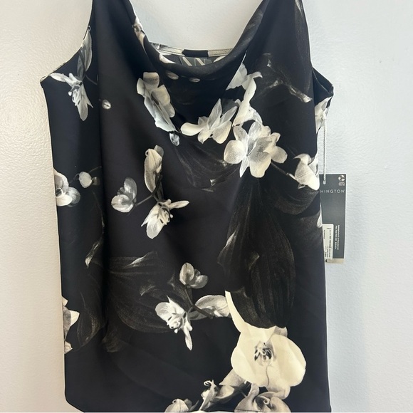 NWT Worthington Black/White Satin Floral Cowl Neck Sleeveless Tank/Cami Size XS - Picture 9 of 9